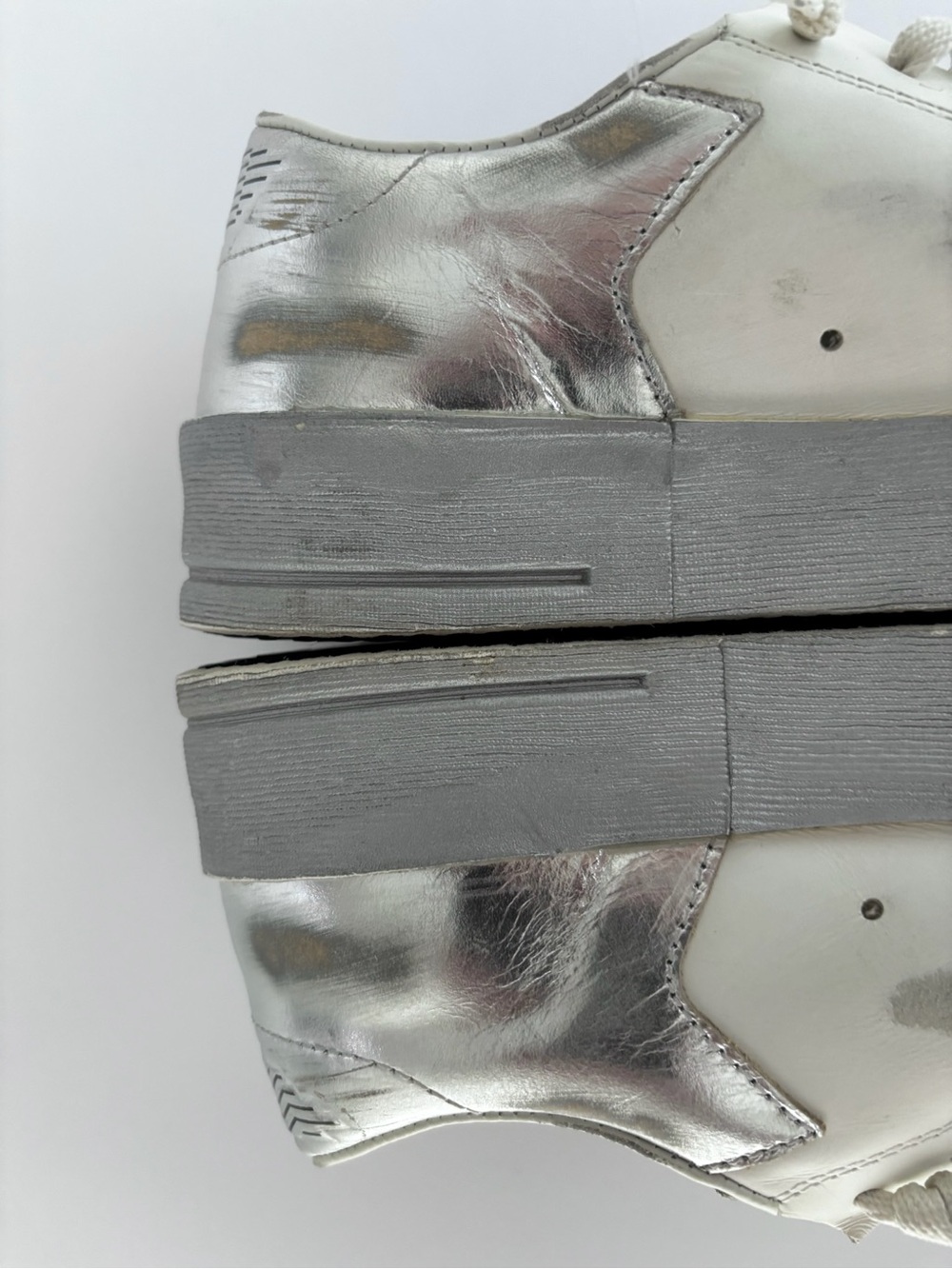 Golden Goose Stardan White Silver Star Distressed Sneakers - Made in Italy - Picture 7 of 13